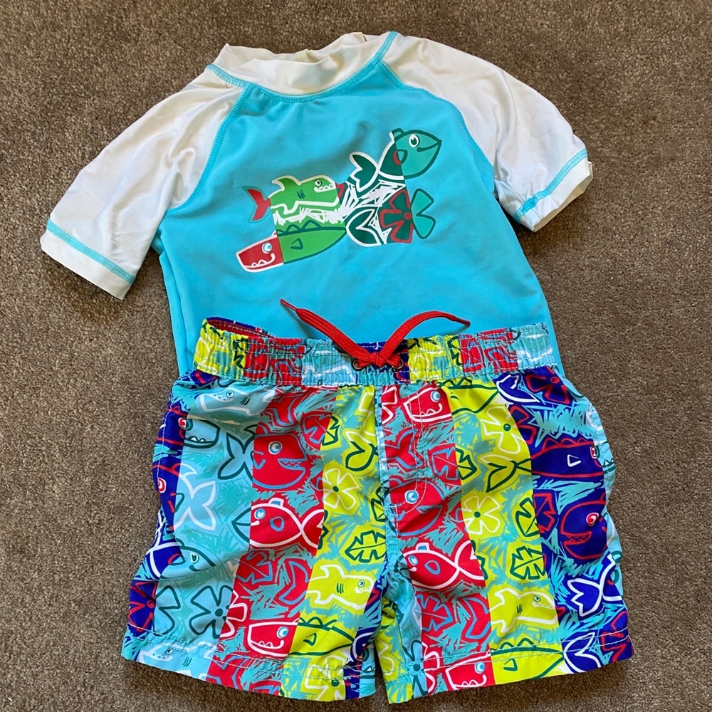 24 months swim trunks & rash guard